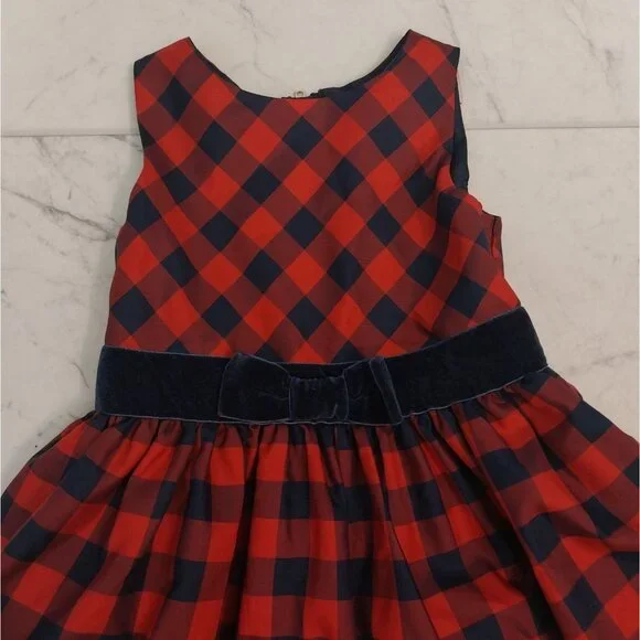 Cat & Jack Girls Navy Blue and Red Checkered Sleeveless Dress sz 2T - Picture 3 of 5